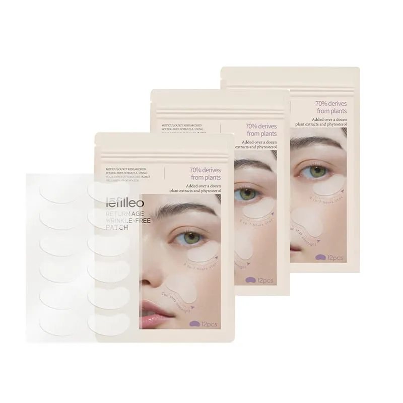 1 Pack of 3 Sheets Lefilleo Collagen Facial Gel Mask Sticker, Moisturizing Nourishing Eye Forehead & Face Firming Lifting Collagen Mask (1 Sheet Contains 12 PCs Stickers)