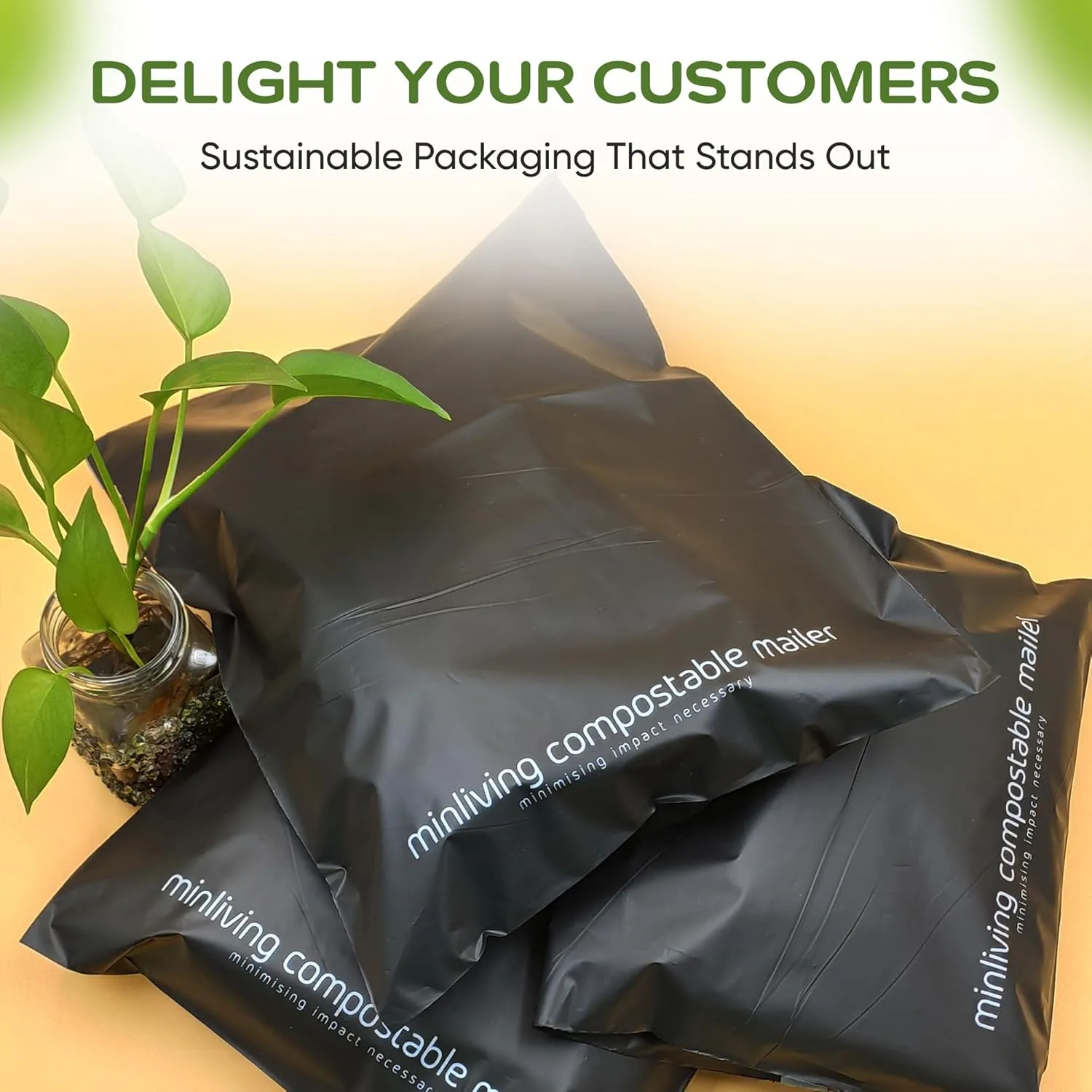 100% Compostable Biodegradable Mailers | Reusable Poly Bags | Zero-Waste Double-Seal Extra Thick | Shipping Envelopes Pouches | Certified Green Packaging - Size 14.9" x 19"