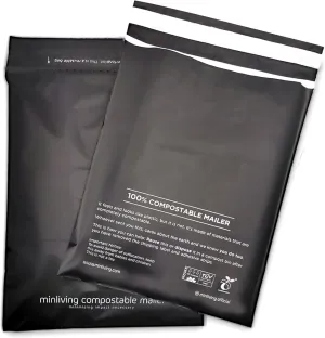 100% Compostable Biodegradable Mailers | Reusable Poly Bags | Zero-Waste Double-Seal Extra Thick | Shipping Envelopes Pouches | Certified Green Packaging - Size 14.9" x 19"