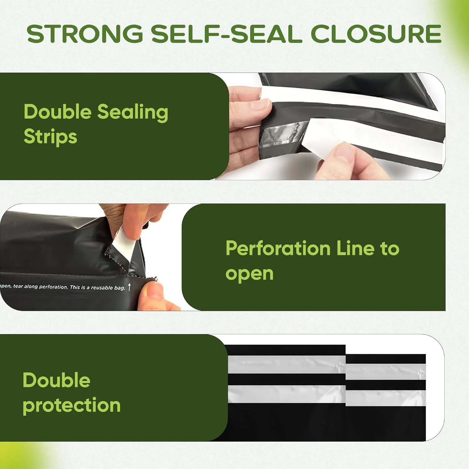 100% Compostable Biodegradable Mailers | Reusable Poly Bags | Zero-Waste Double-Seal Extra Thick | Shipping Envelopes Pouches | Certified Green Packaging - Size 14.9" x 19"