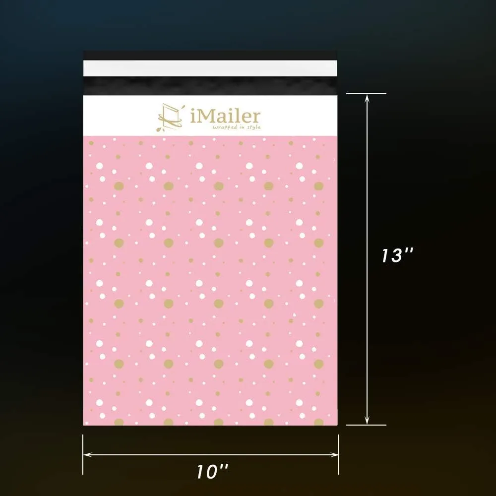 100 Count - 10x13 inch, Pink Polka Dot - Thank You Poly Mailer Envelope, Mailing Shipping Bags with Self Seal Strip