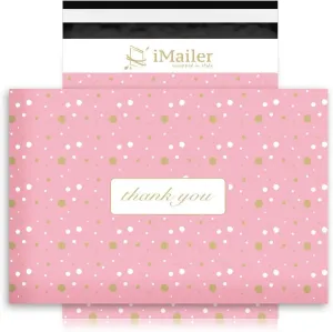 100 Count - 10x13 inch, Pink Polka Dot - Thank You Poly Mailer Envelope, Mailing Shipping Bags with Self Seal Strip