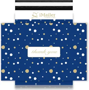 100 Count - 12 x 15.5 inch Poly Mailer Envelope Thank You Blue Polka Dot Mailing Shipping Bags-Self Seal