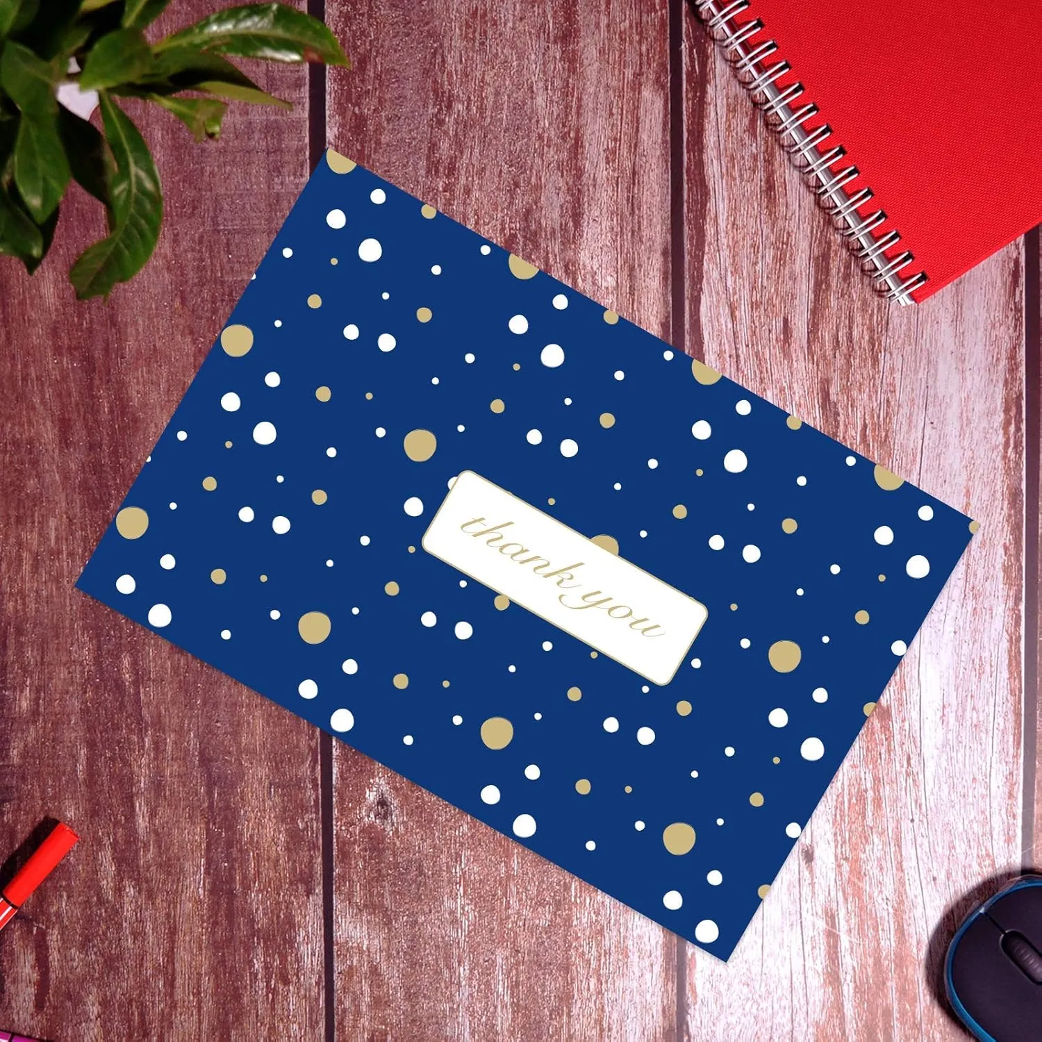 100 Count - 12 x 15.5 inch Poly Mailer Envelope Thank You Blue Polka Dot Mailing Shipping Bags-Self Seal