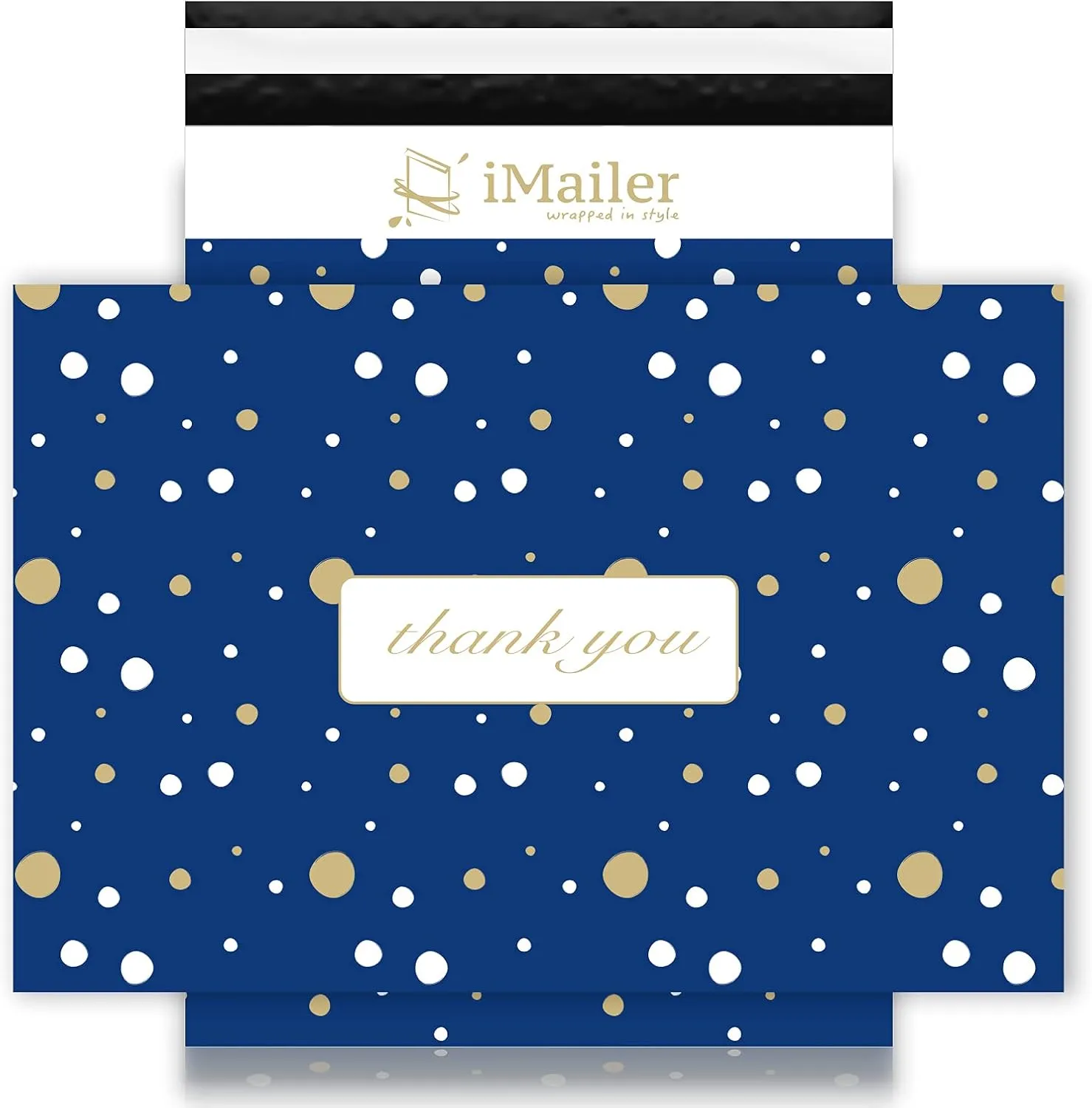 100 Count - 12 x 15.5 inch Poly Mailer Envelope Thank You Blue Polka Dot Mailing Shipping Bags-Self Seal