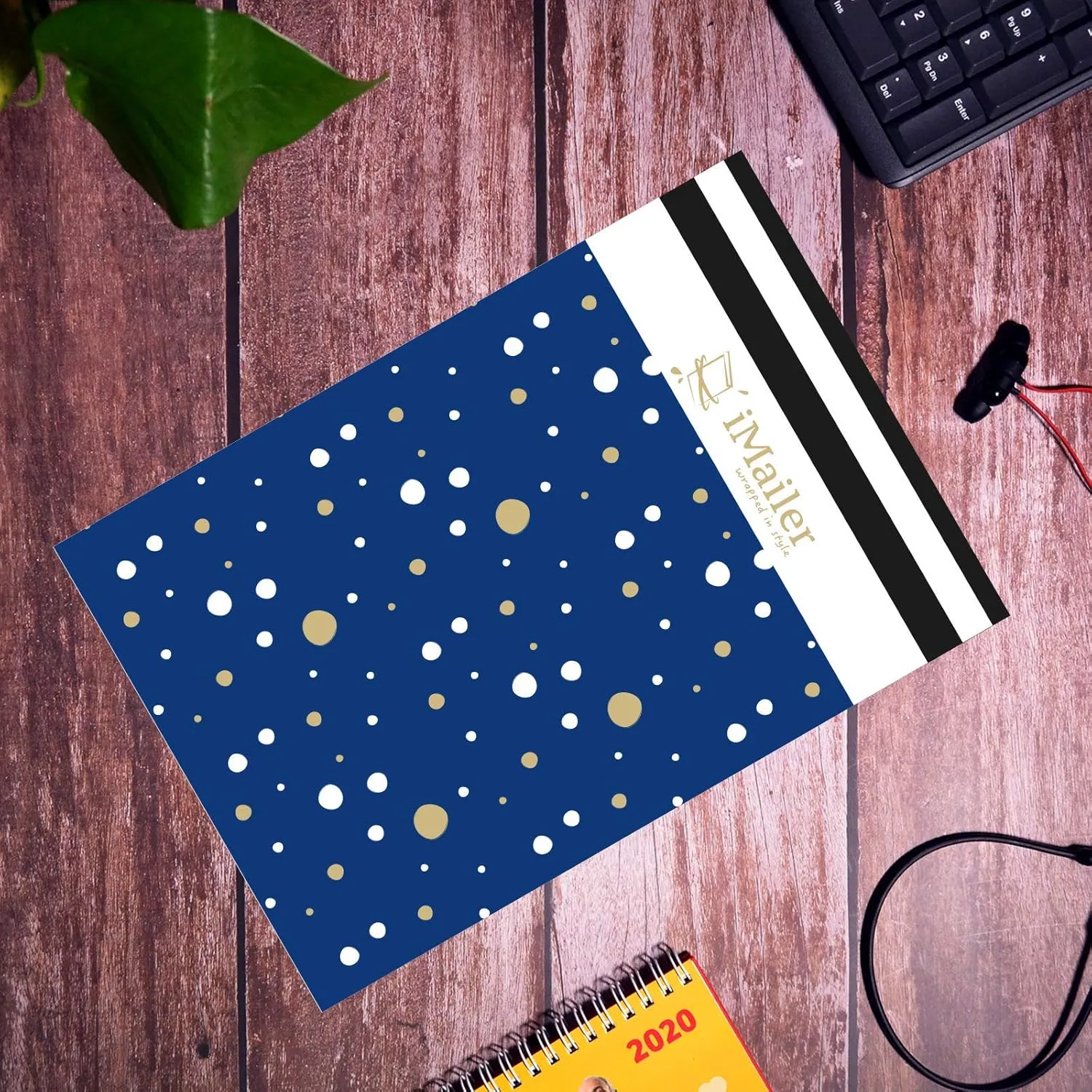 100 Count - 12 x 15.5 inch Poly Mailer Envelope Thank You Blue Polka Dot Mailing Shipping Bags-Self Seal