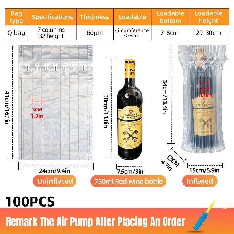 100pcs Air Column Bag Shockproof Bubble Wrap Protective Packing for Express