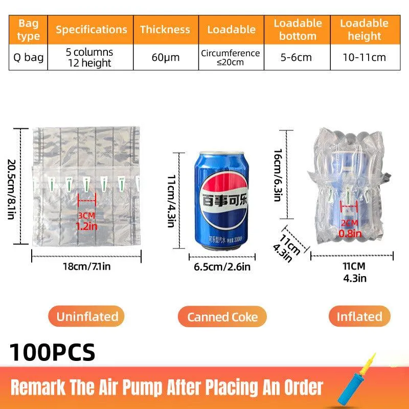 100pcs Air Column Bag Shockproof Bubble Wrap Protective Packing for Express
