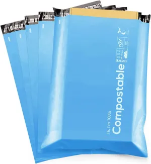 10x13 inch Blue Biodegradable Shipping Bags,50 Count Compostable Poly Mailers with Eco Friendly Packaging Envelopes Supplies Mailing Bags