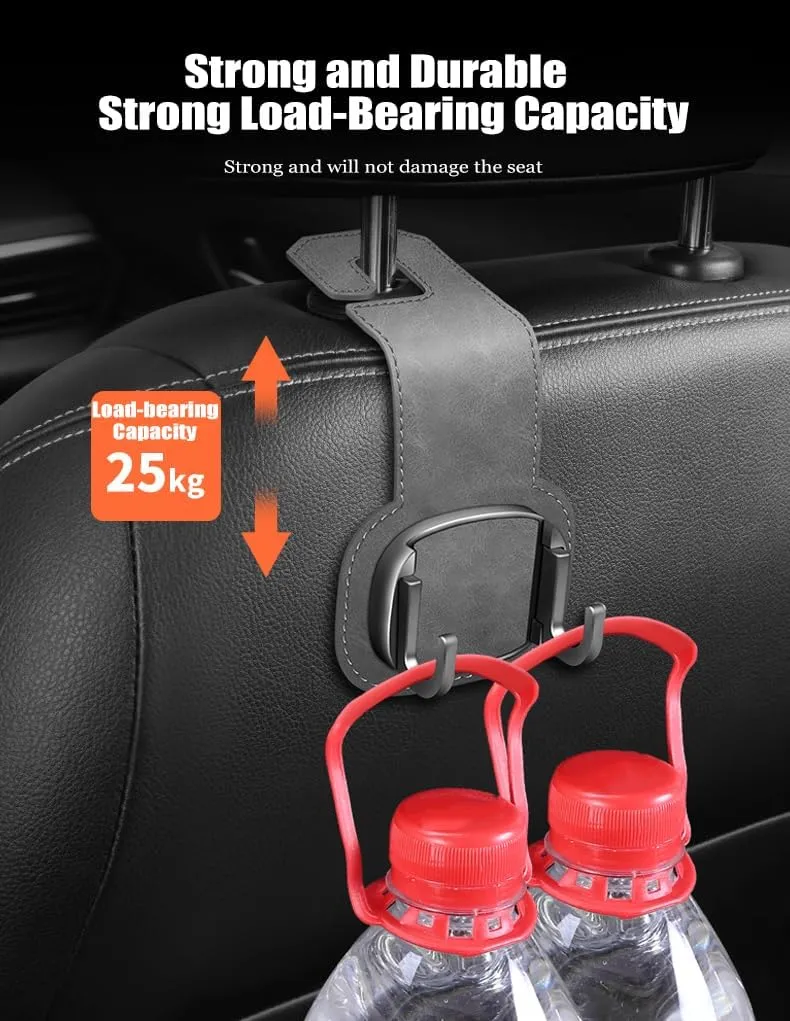2 Pcs Car Seat Headrest Hook for Chevrolet Bolt Matiz Spark Kalos Aveo, Car Back Seat Hanger, for Handbag Purse Umbrellas Coat, Seat Back Organizer Storage Interior Accessories,A Black