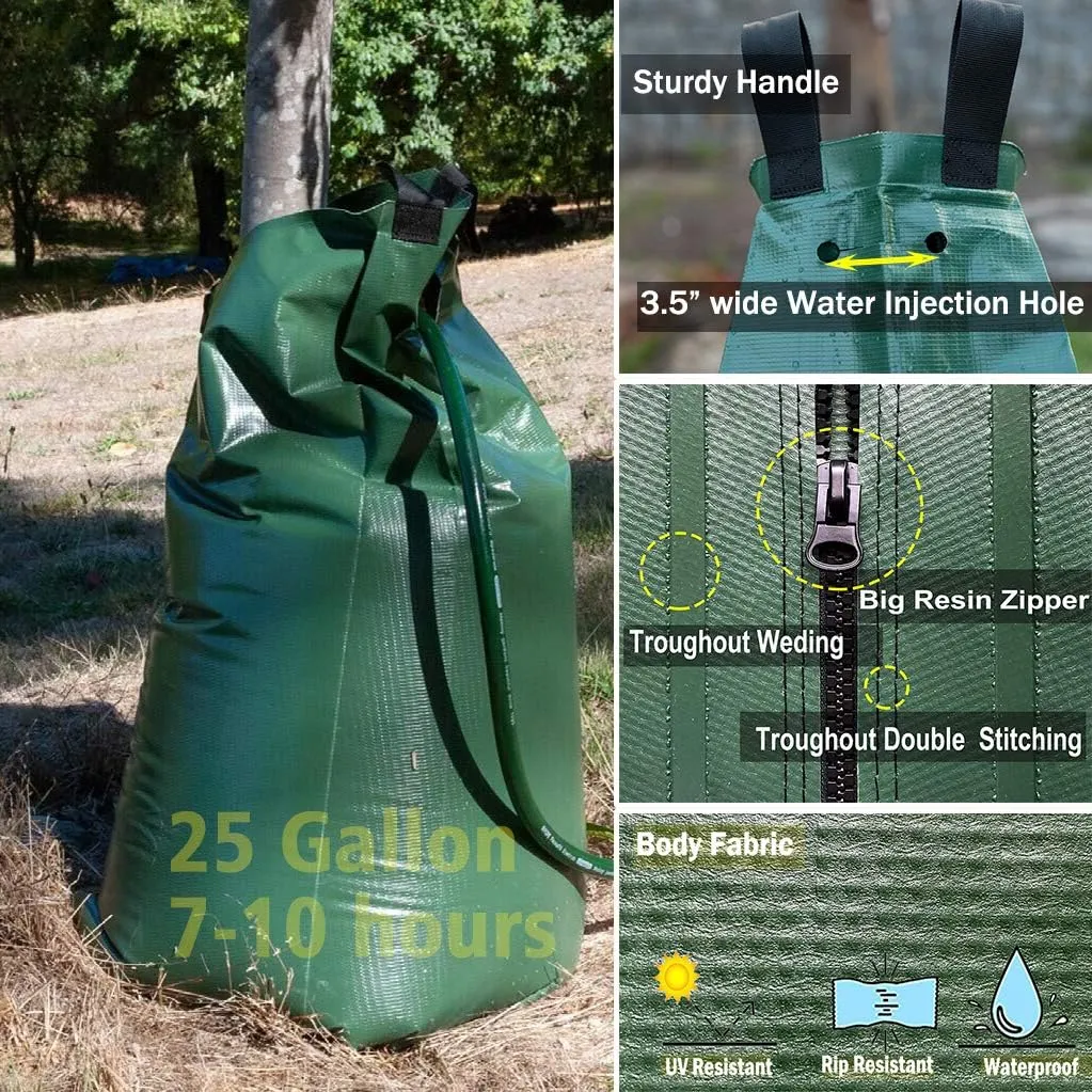 25 Gallon X-Large Tree Watering Bag, Slow Release Tree Drip Irrigation Bag, Automatic Water Saving Irrigation Water System, for Young&Newly Planted Trees&Evergreens&Shrubs