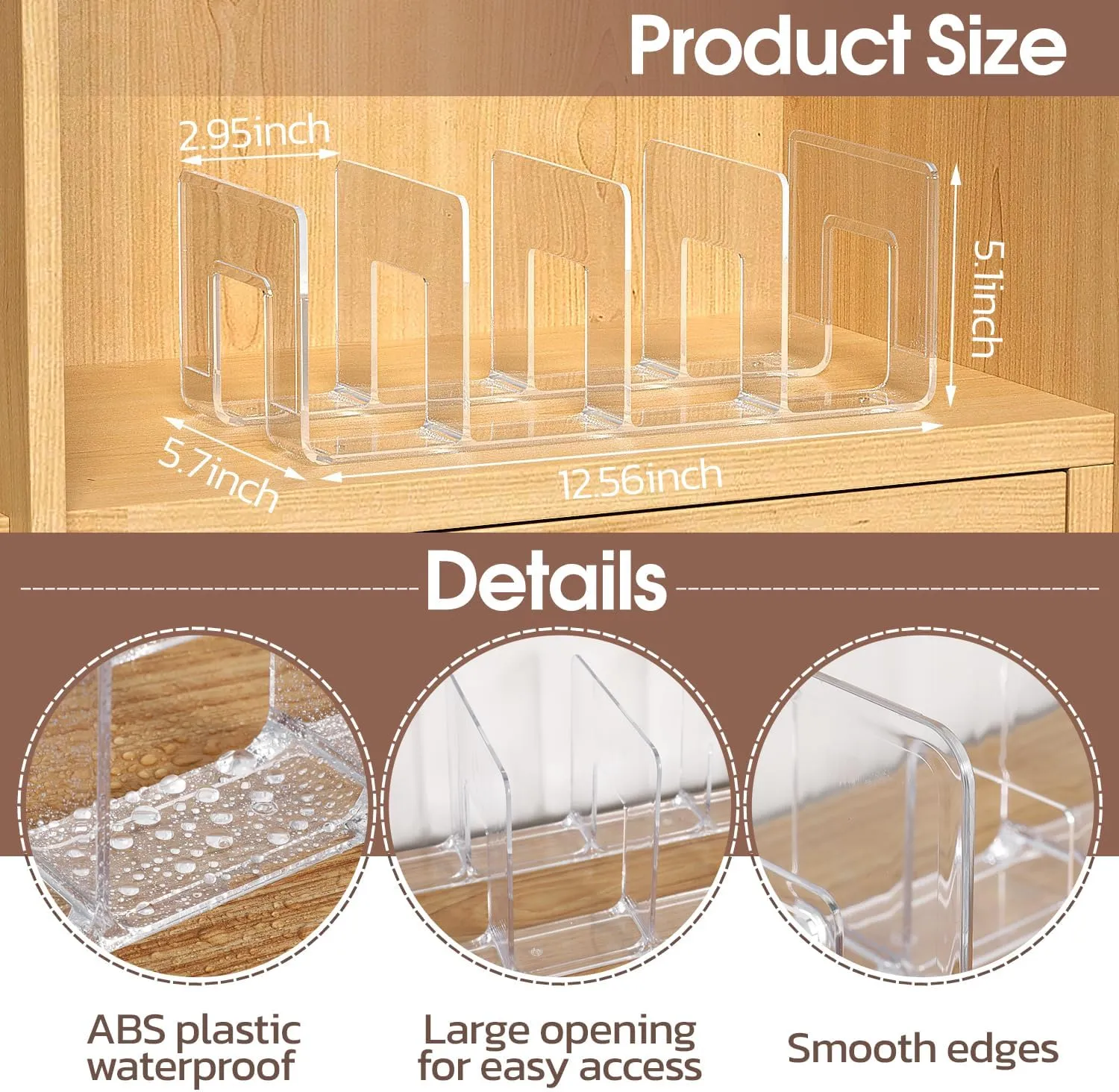 2pcs Clear Plastic Purse Handbag Organizer 4 Sections Bag Closet Shelf Divider Purse Display Stand Handbag Storage Organizer Clear Desk File Sorter Stand Holder Bookshelf (4)