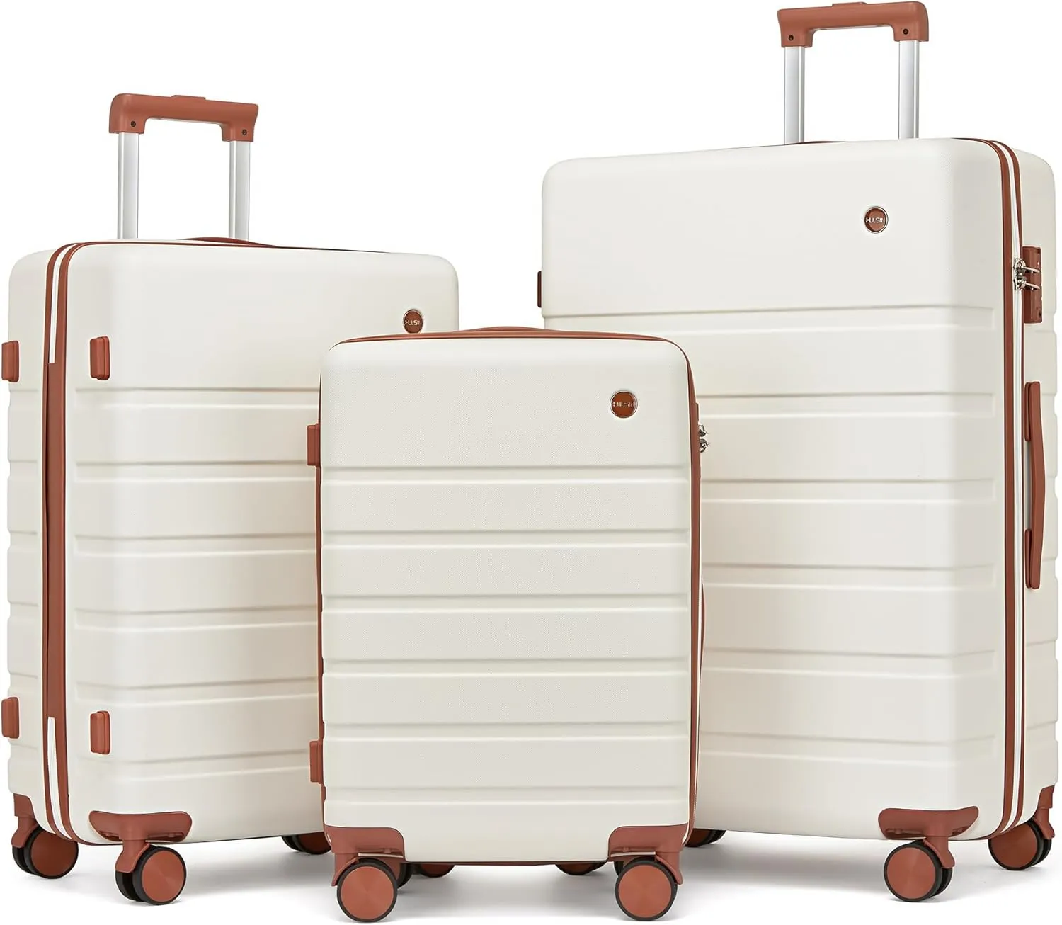 3 Piece Luggage Sets,Hardshell Suitcase with Spinner Wheels,Rolling Travel Suitcases Sets,Hardside Luggage Sets for Women and Men (White, 3PCS Set)