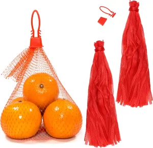 400 Pcs 22 Inch Nylon Mesh Bags, Red Plastic Produce Net with Buckles, Fruit Net Seafood Boil Bags for Onion Potato Storage