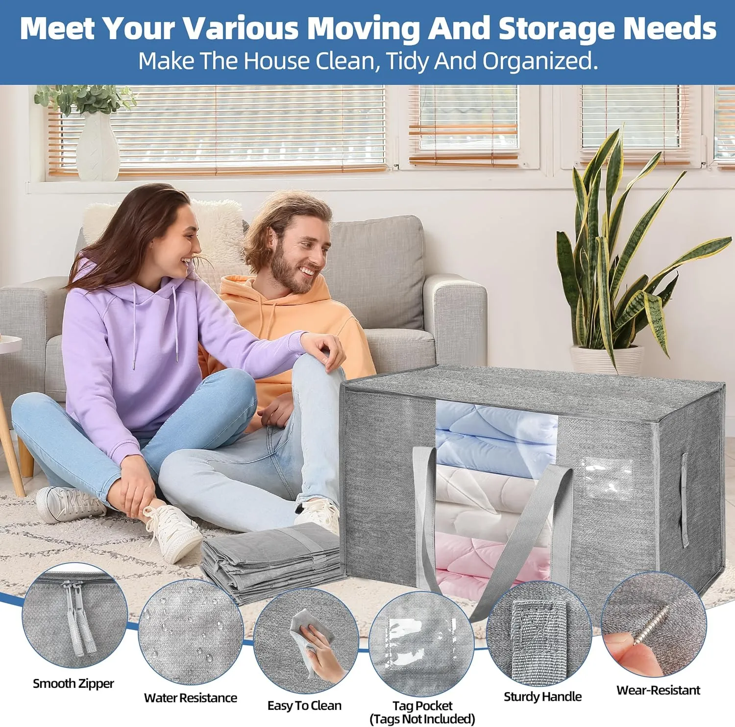 6 Pack Moving Bags Heavy Duty Storage Bags With Zippers And Strong Handles Packing Bags For Moving Storage Travel Camping Space Saving Alternative To Moving Boxes College Essentials Moving Supplies