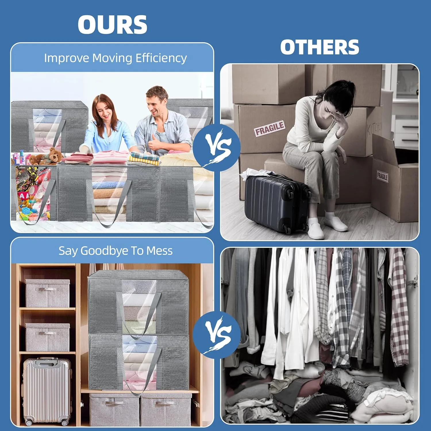 6 Pack Moving Bags Heavy Duty Storage Bags With Zippers And Strong Handles Packing Bags For Moving Storage Travel Camping Space Saving Alternative To Moving Boxes College Essentials Moving Supplies