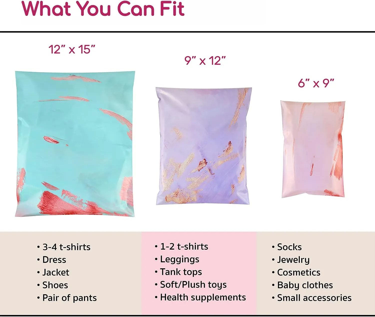 6x9 Inch (100 Pack) Eco Smart Sustainable Poly Mailers - Cute Stylish Trendy Pastel Shipping Bags for Small Business - Eco Friendly Designer Boutique Mailing Envelopes - Acrylic (Pink Paint)