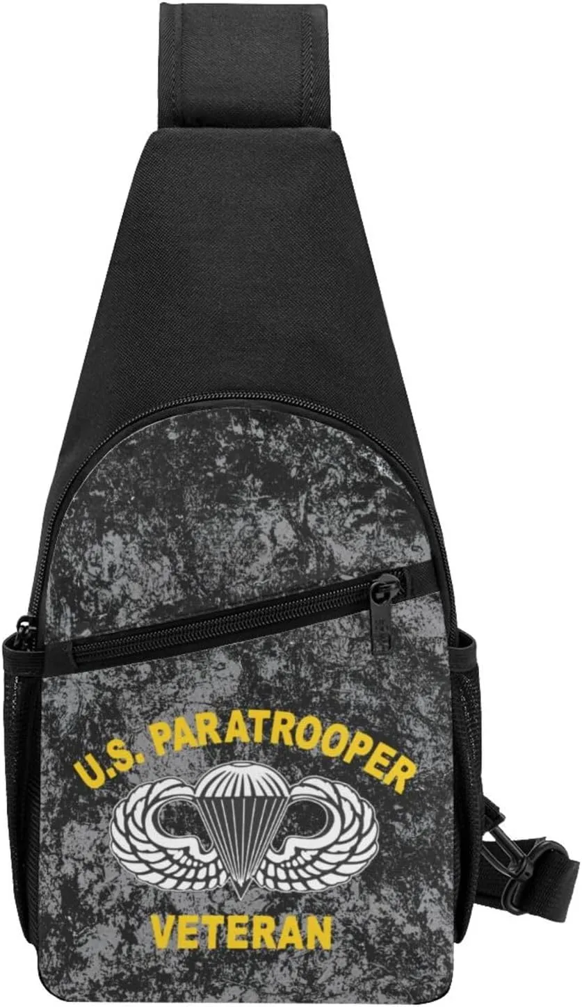 82nd Airborne Division US Paratrooper Army Veteran Sling Bag Crossbody Backpack Shoulder Casual Daypack Bags for Men