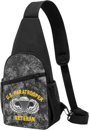 82nd Airborne Division US Paratrooper Army Veteran Sling Bag Crossbody Backpack Shoulder Casual Daypack Bags for Men