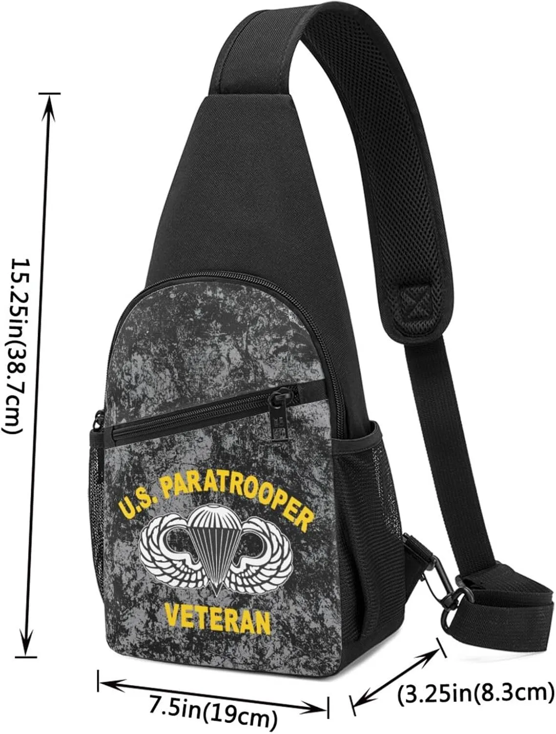 82nd Airborne Division US Paratrooper Army Veteran Sling Bag Crossbody Backpack Shoulder Casual Daypack Bags for Men