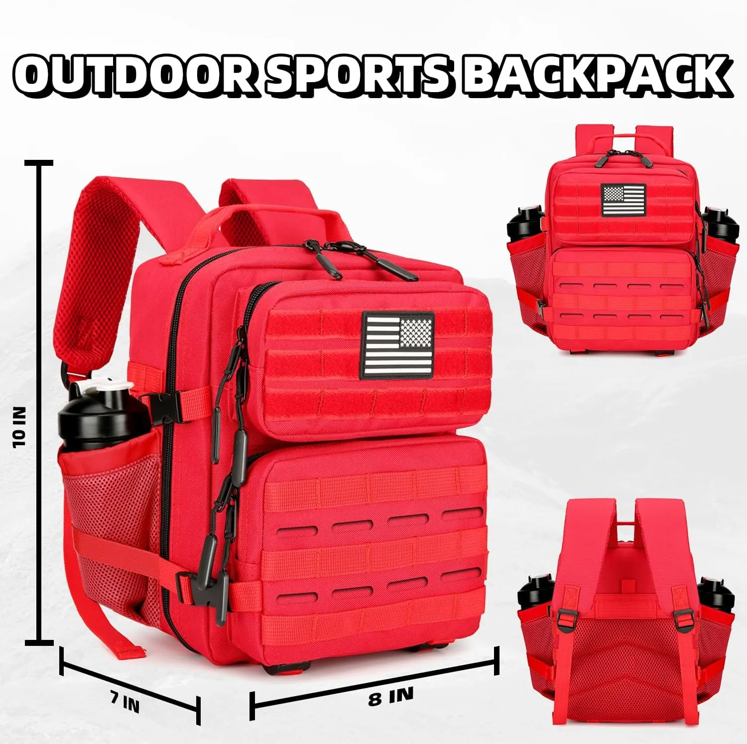 9L Tactical Assault Backpack Gym Pack Hiking Travel Camping Backpack（Red）