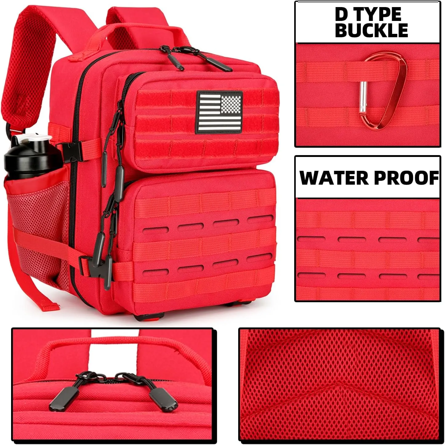 9L Tactical Assault Backpack Gym Pack Hiking Travel Camping Backpack（Red）