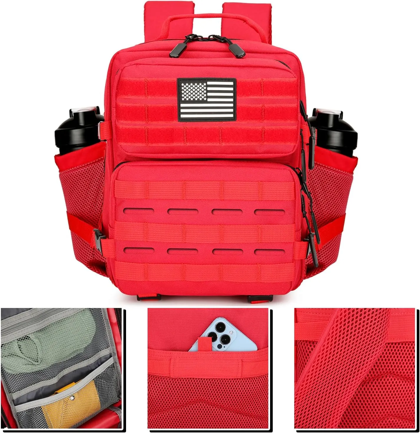 9L Tactical Assault Backpack Gym Pack Hiking Travel Camping Backpack（Red）