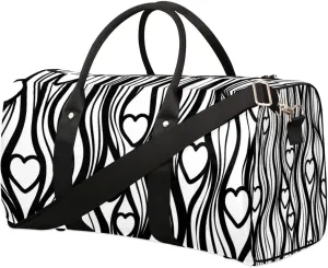 Abstract Curve Heart Travel Duffel bag for Men Women Weekender Overnight Bag Gym Bag Carry On Luggage Bags for Yoga Workout Sports