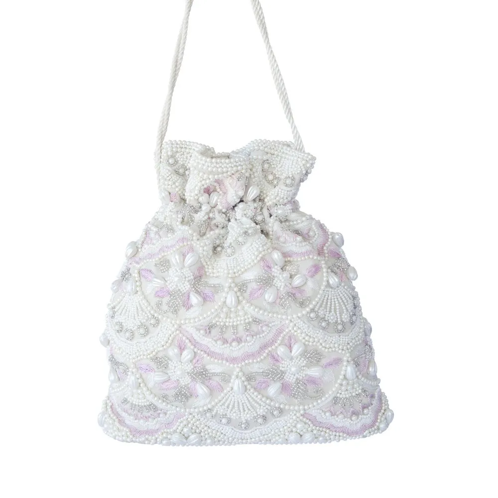 Adora By Ankita White Sirena Bucket Bag