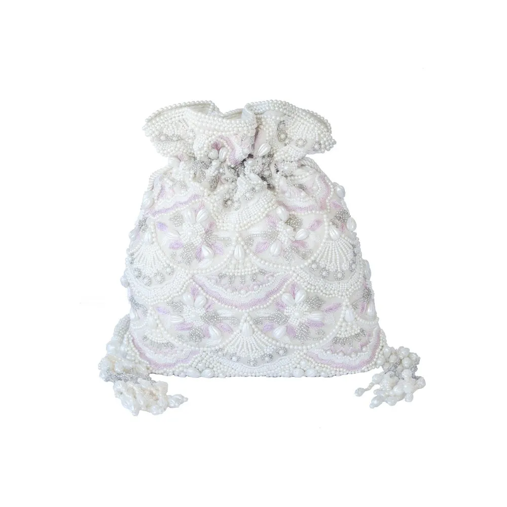 Adora By Ankita White Sirena Bucket Bag