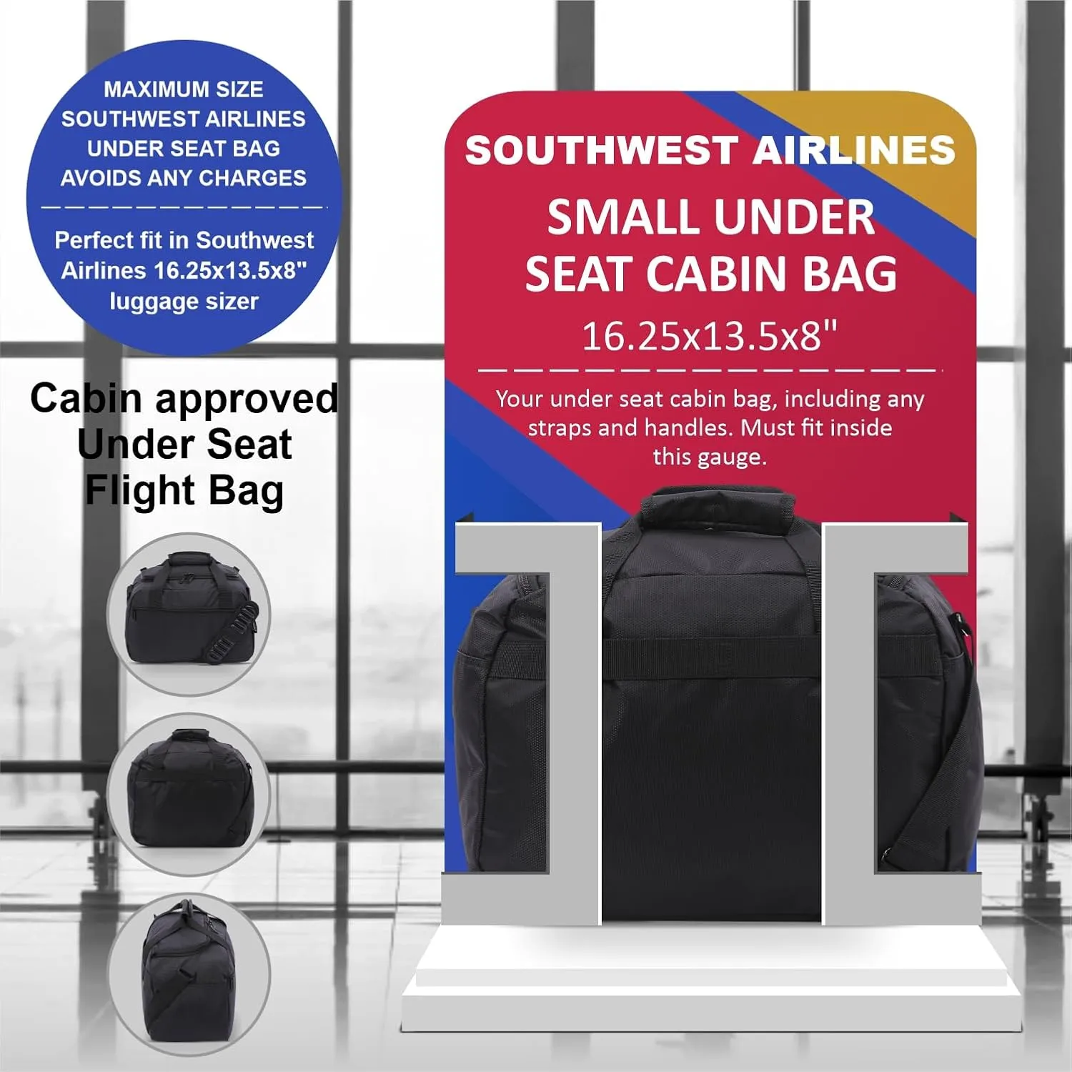 Aerolite 16.25x13.5x8” Southwest Airlines Maximum Size Cabin Bags with 5 Year Guarantee Foldable Carry On Premium Bag Holdall Small Lightweight Cabin Luggage Under seat Flight Travel Duffel Bag