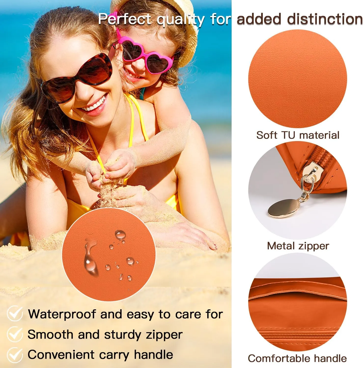 AICase Travel Makeup Bag,Large Capacity Cosmetic Bags for Women,Multifunctional Leather Waterproof Portable Pouch Open Flat Toiletry Bag Make up Organizer with Divider and Handle_1