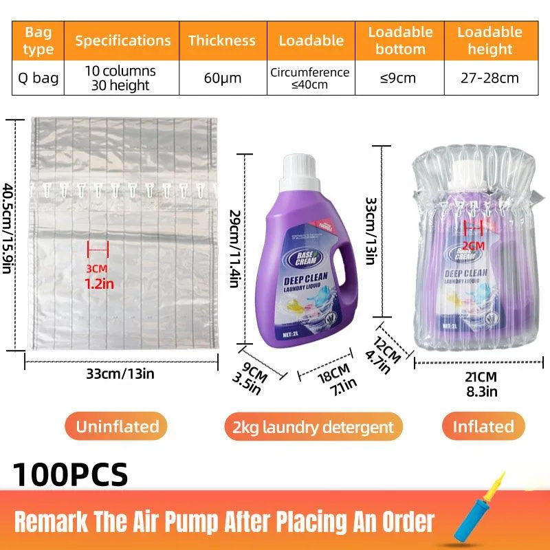 Air Column Bag Shockproof Bubble Packing Wrap Suit 100PCS
