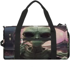 Alien Smoke Gym Bag Travel Duffel Bags for Men Women Large Weekender Bags Carry On Overnight Duffle Bag with Shoe Compartment for Workout
