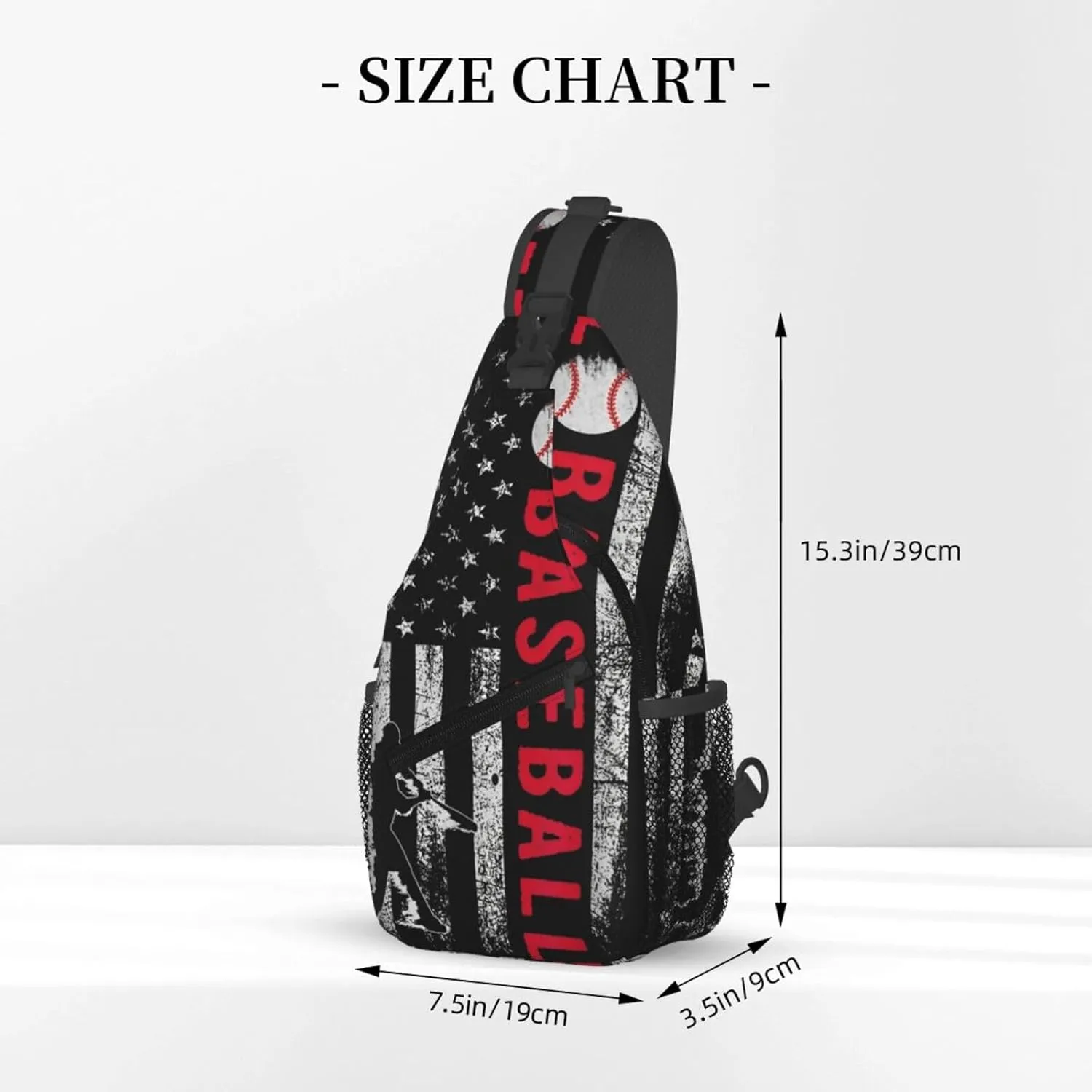 American Flag Baseball Chest Bags Crossbody Sling Bag Shoulder Bag Travel Hiking Daypack For Men Women