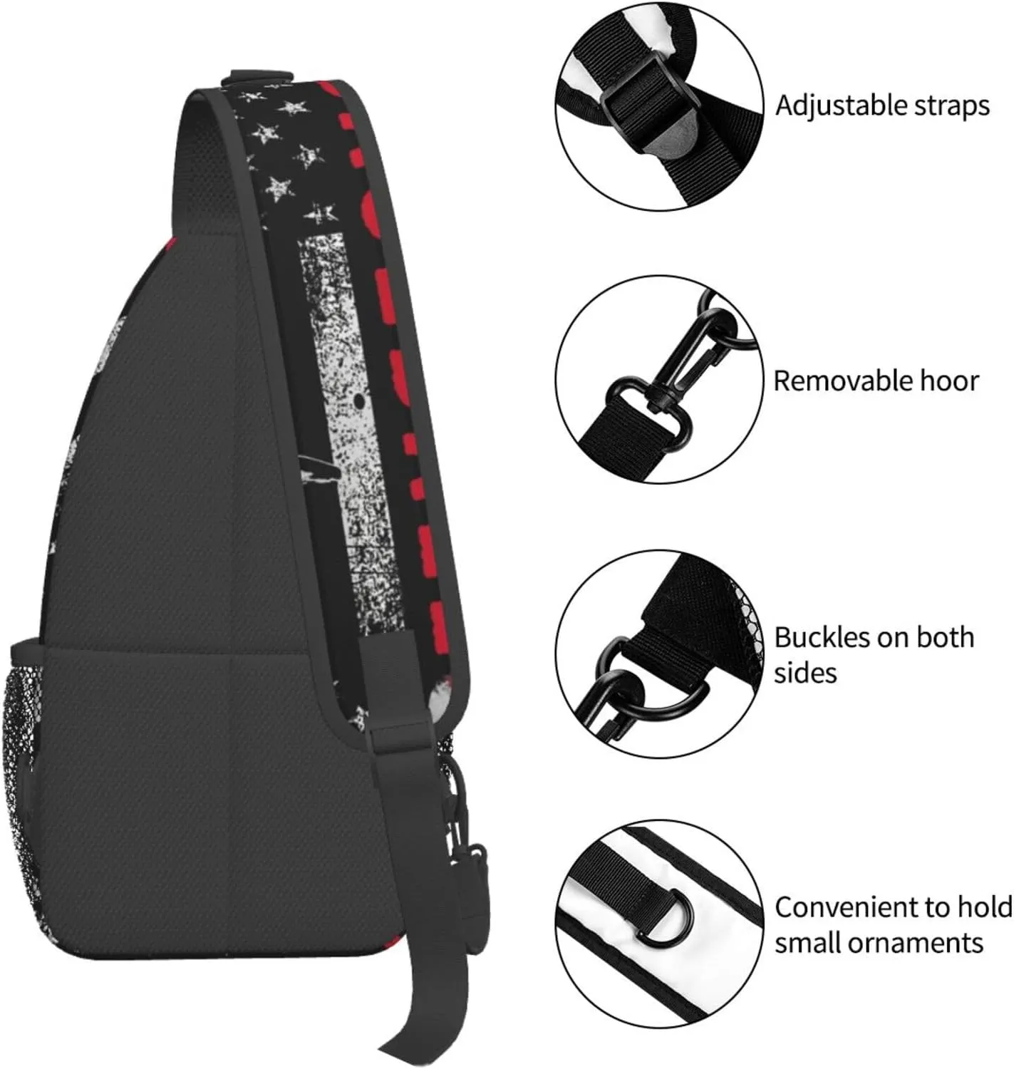 American Flag Baseball Chest Bags Crossbody Sling Bag Shoulder Bag Travel Hiking Daypack For Men Women