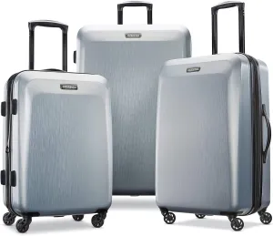 American Tourister Moonlight Hardside Expandable Luggage with Spinner Wheels, Silver, 3-Piece Set (21/24/28)
