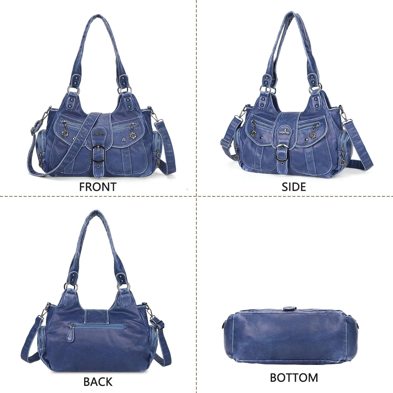 Angel Kiss Hobo Bags for Women Vegan Leather Shoulder Purses and Handbags Ladies Roomy Tote Bags Purse with Crossbody Strap
