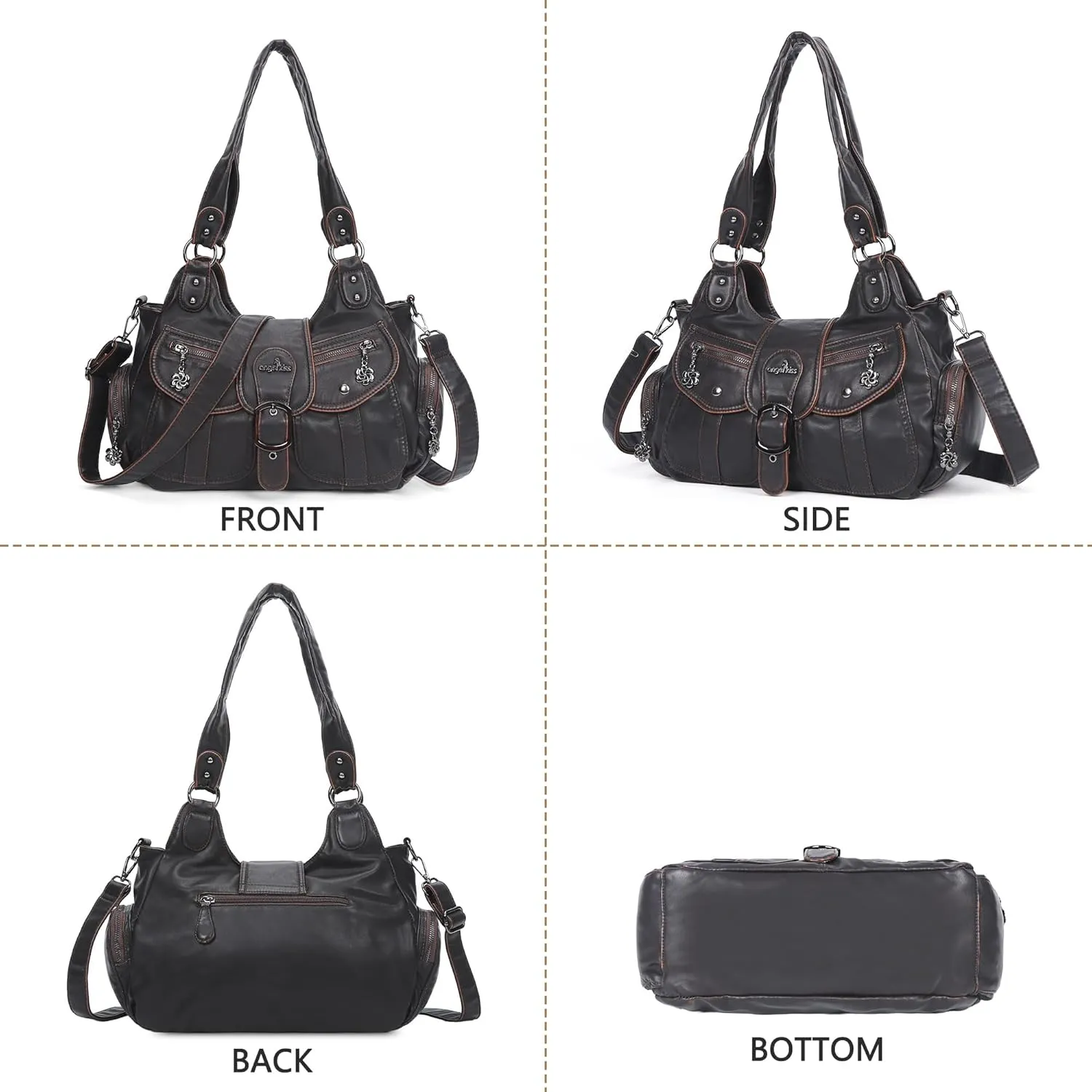 Angel Kiss Hobo Bags for Women Vegan Leather Shoulder Purses and Handbags Ladies Roomy Tote Bags Purse with Crossbody Strap