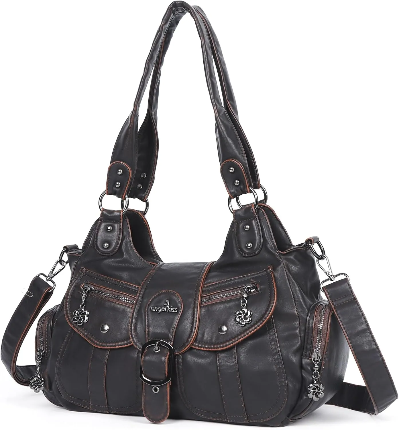 Angel Kiss Hobo Bags for Women Vegan Leather Shoulder Purses and Handbags Ladies Roomy Tote Bags Purse with Crossbody Strap