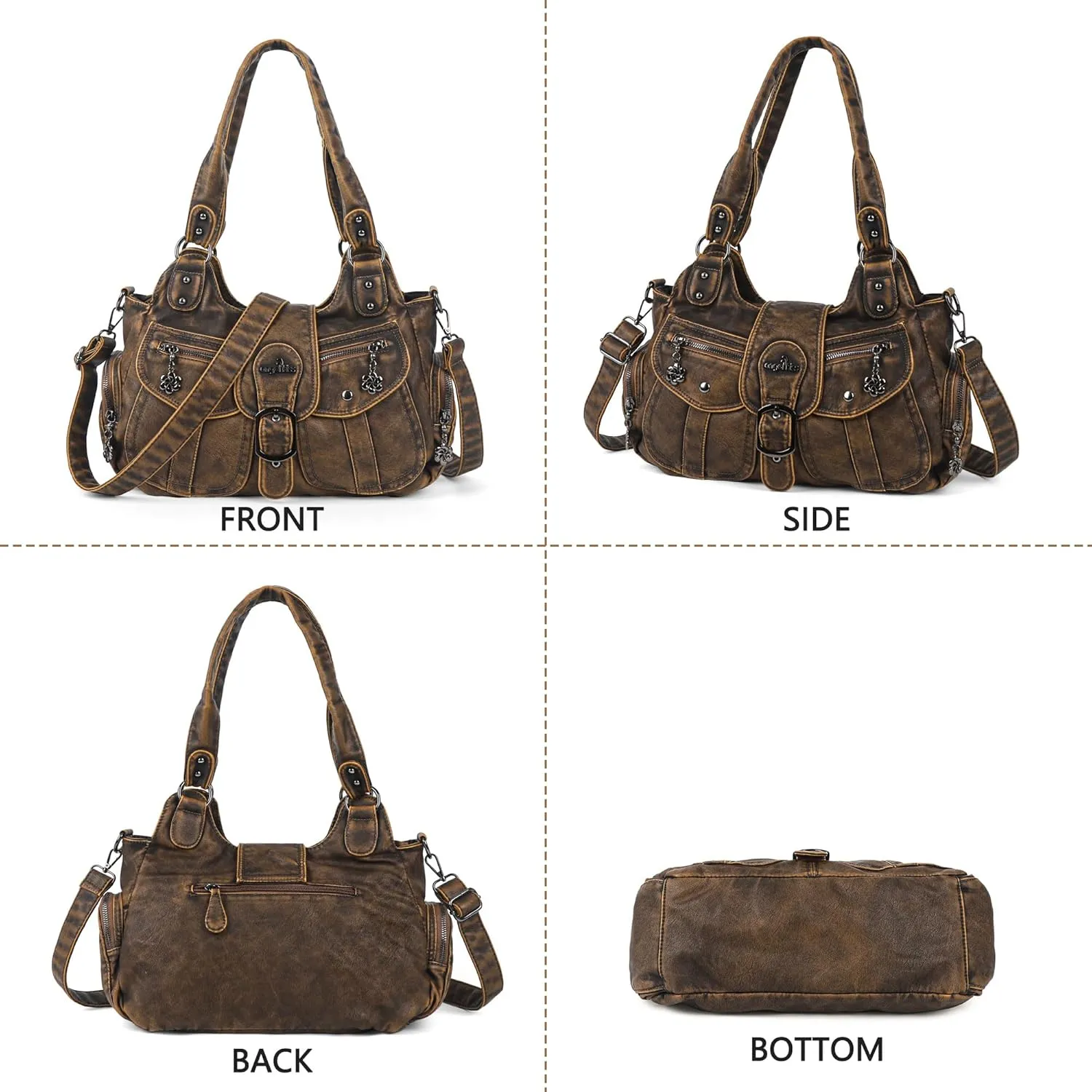 Angel Kiss Hobo Bags for Women Vegan Leather Shoulder Purses and Handbags Ladies Roomy Tote Bags Purse with Crossbody Strap
