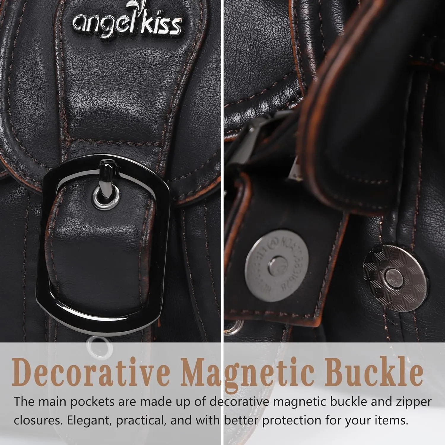 Angel Kiss Hobo Bags for Women Vegan Leather Shoulder Purses and Handbags Ladies Roomy Tote Bags Purse with Crossbody Strap