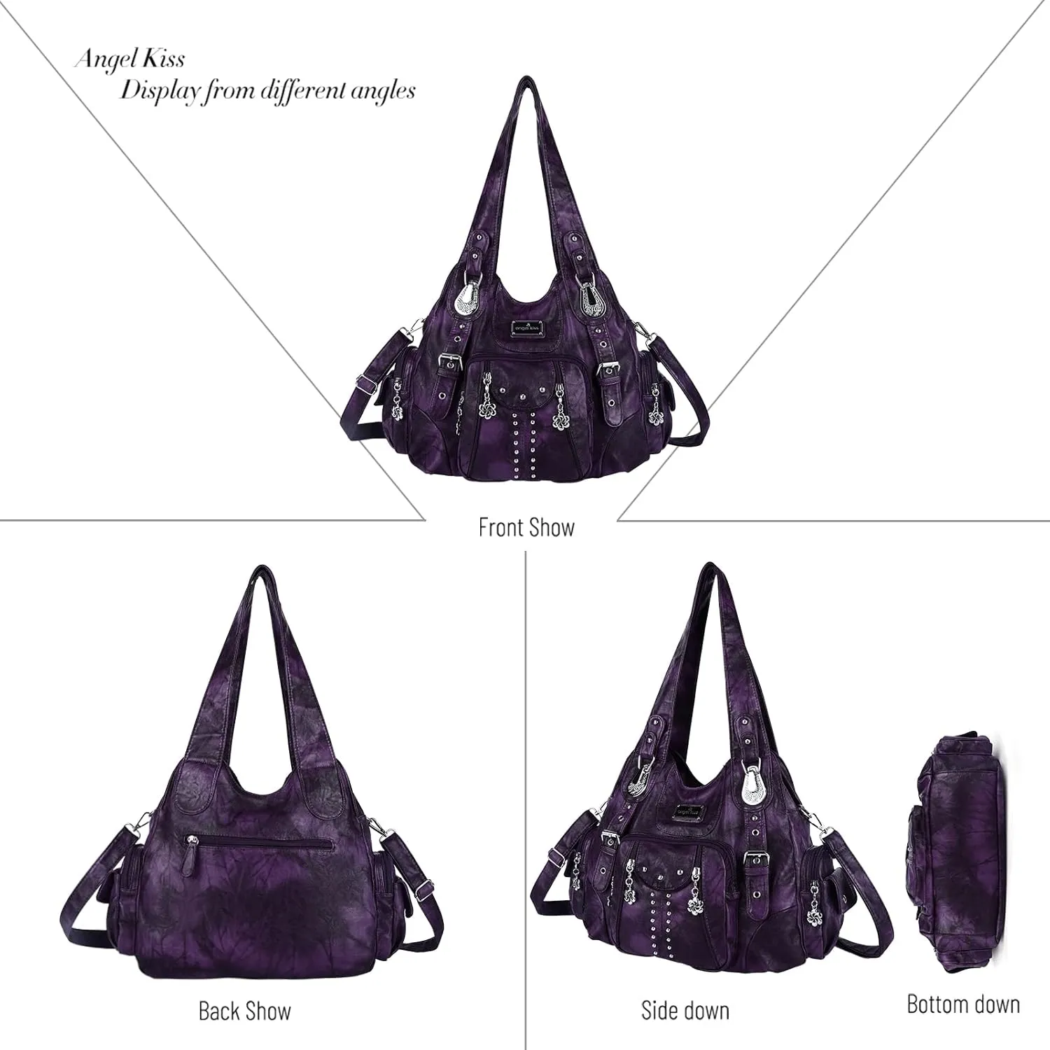 Angel Kiss Purses for Women Soft PU Leather Large Hobo Bags for Women Shoulder Bag