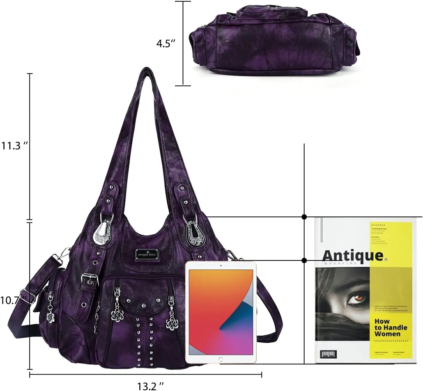 Angel Kiss Purses for Women Soft PU Leather Large Hobo Bags for Women Shoulder Bag