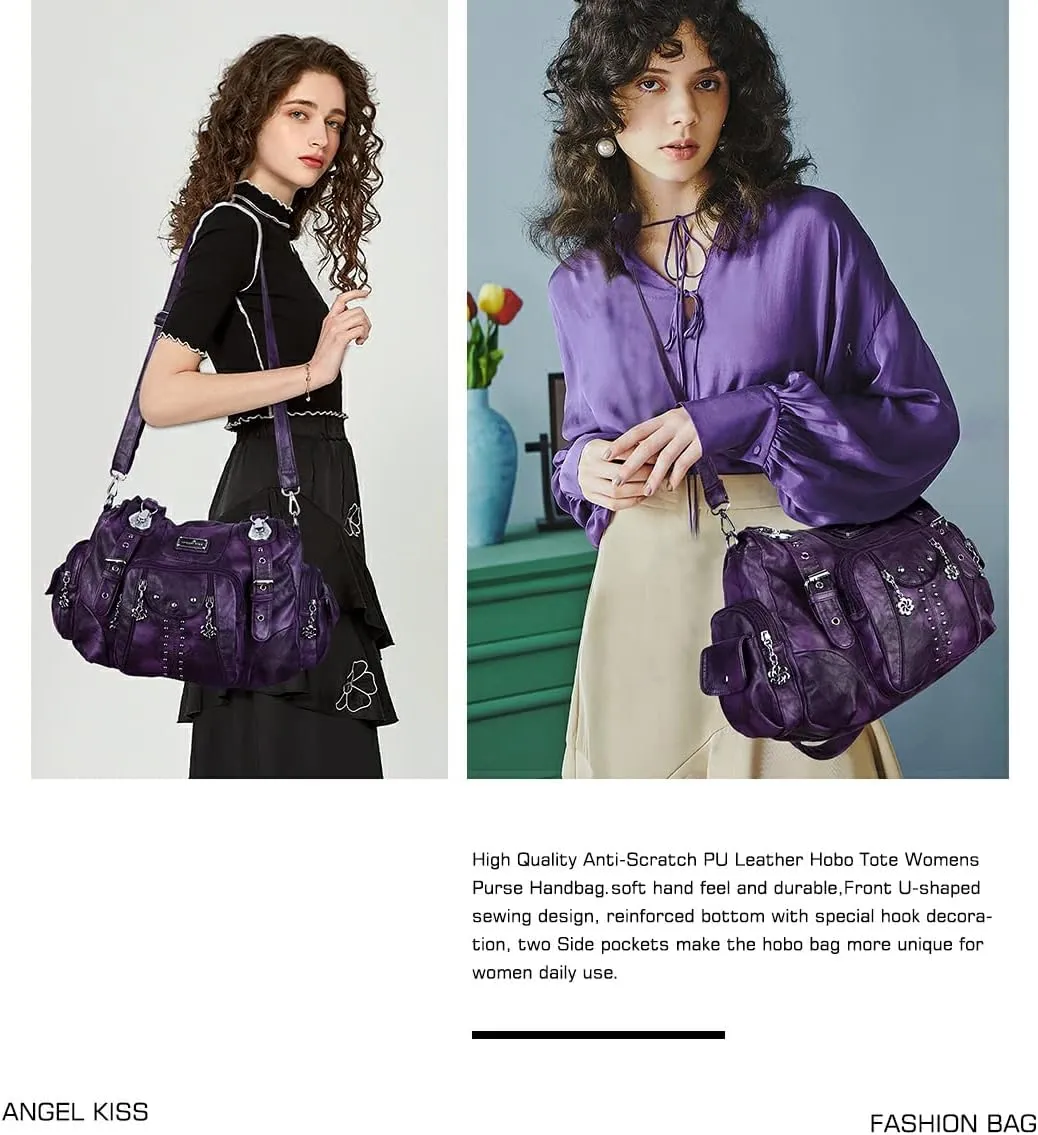 Angel Kiss Purses for Women Soft PU Leather Large Hobo Bags for Women Shoulder Bag