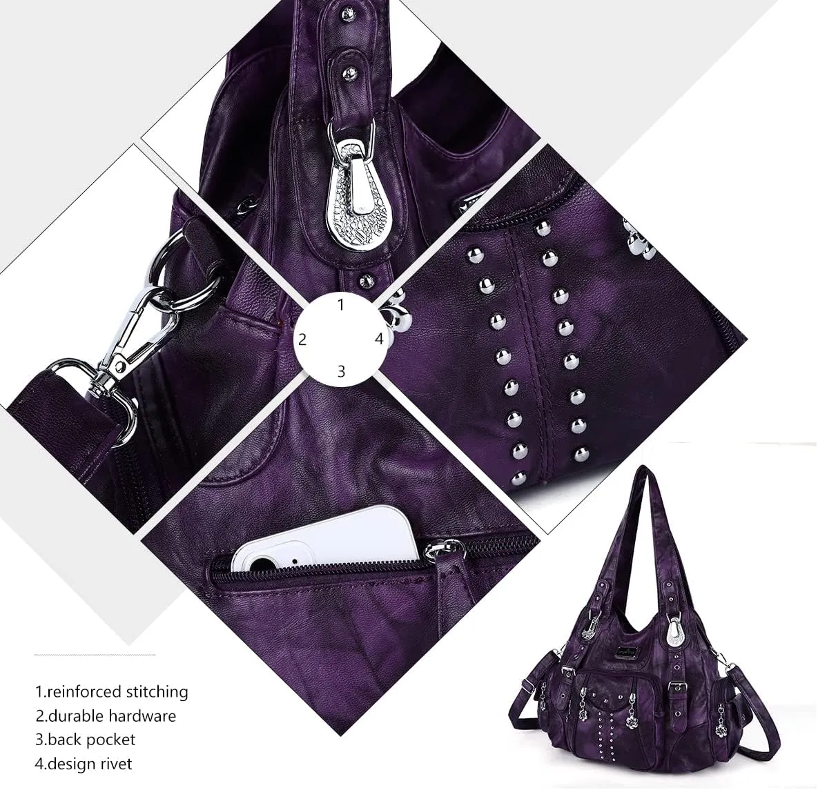 Angel Kiss Purses for Women Soft PU Leather Large Hobo Bags for Women Shoulder Bag