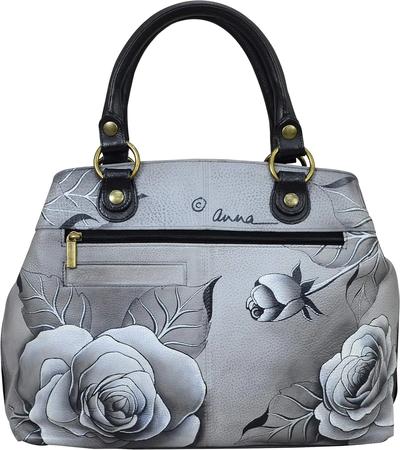 Anna by Anuschka Multi-Compartment Satchel Shoulder Handbag-Leather