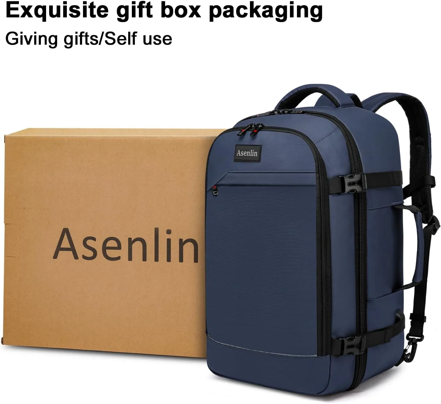 Asenlin 18 Inch Travel Laptop Backpack for Women Men，Business Travel Backpack Fit Flight Approved Water Resistant Computer Backpack Suitcase Backpack Blue