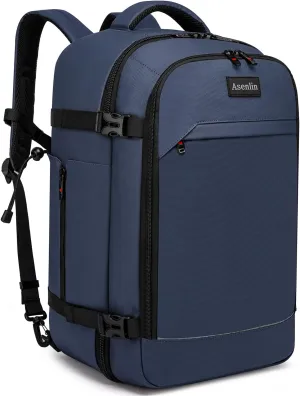 Asenlin 18 Inch Travel Laptop Backpack for Women Men，Business Travel Backpack Fit Flight Approved Water Resistant Computer Backpack Suitcase Backpack Blue