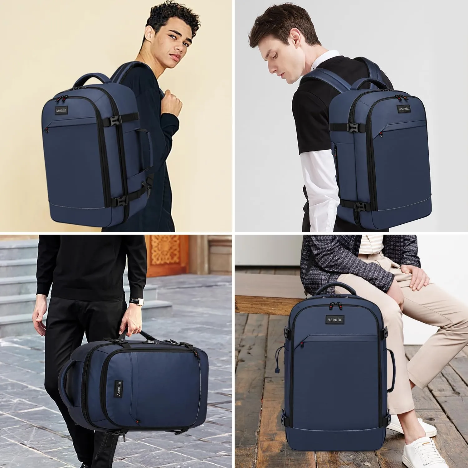 Asenlin 18 Inch Travel Laptop Backpack for Women Men，Business Travel Backpack Fit Flight Approved Water Resistant Computer Backpack Suitcase Backpack Blue